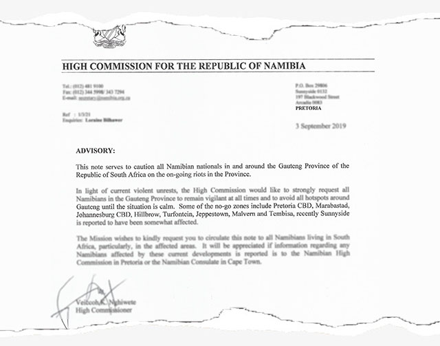 Namibian high commission warns about SA ‘nogo zones’ The Namibian